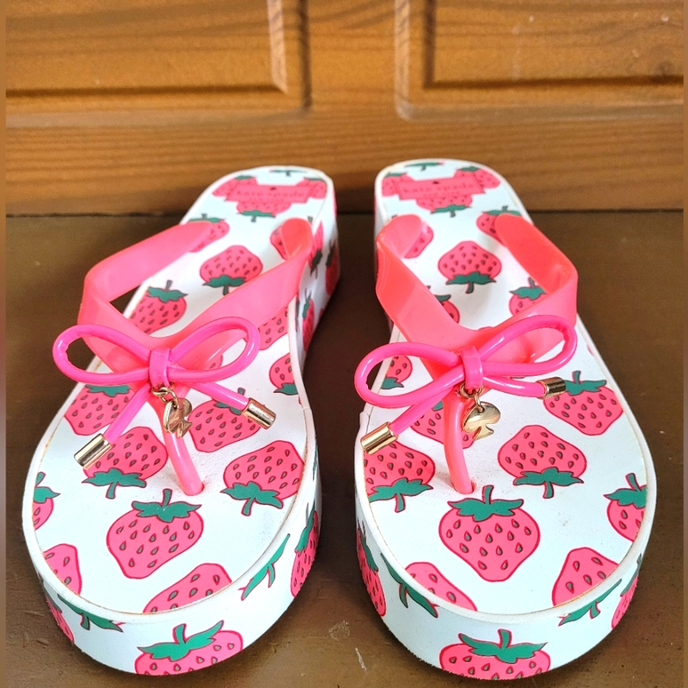 KATE SPADE RHETT PEACH SHERBERT WEDGE FLIP FLOP, size 9